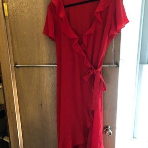 Red wrap dress